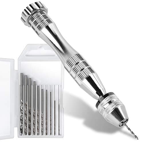 LEOBRO Hand Drill Steel Pin Vise with 10 PCS Small Drill Bits 08 mm3 mm for Resin Wood Clay DIY Crafts Keychains Jewelry Making