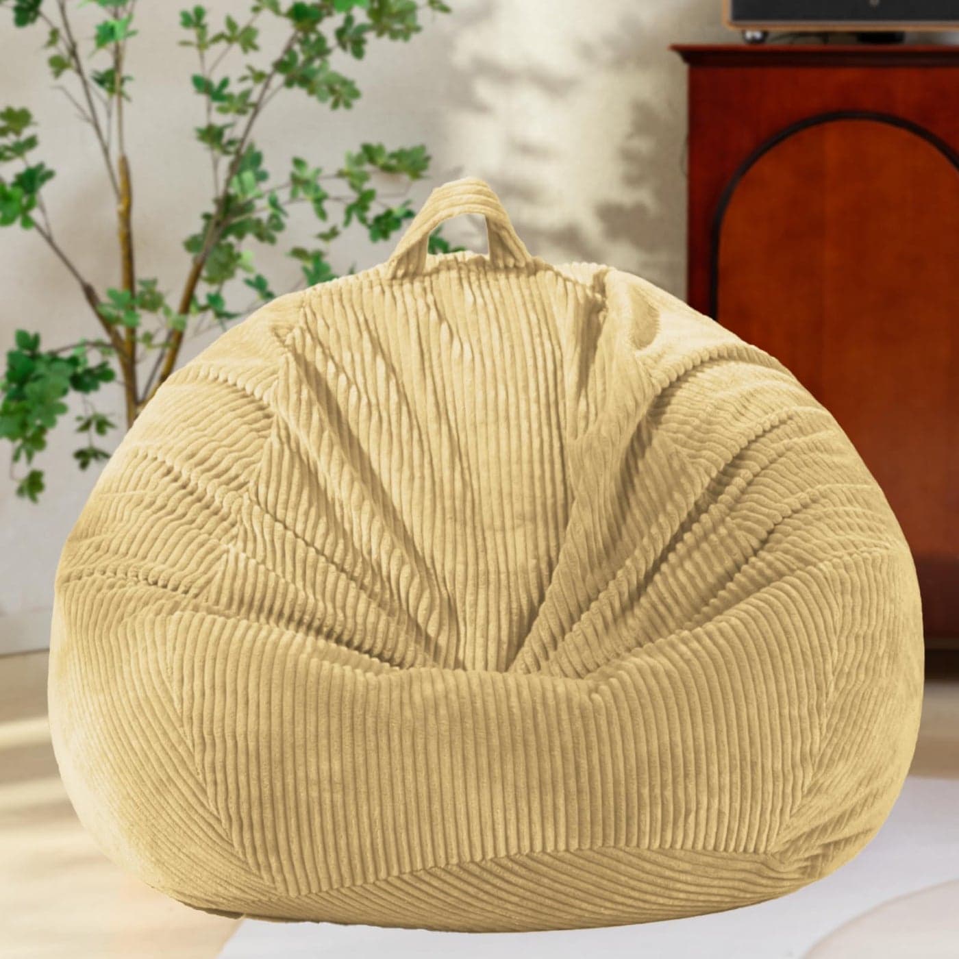 Stuffed Animal Storage Bean Bag Chair Cover No Filler Large Toy Storage Organizer Comfy Kids Sofa Chair for Playroom Teens Adults ToddlerCorduroy Khaki Cover Only