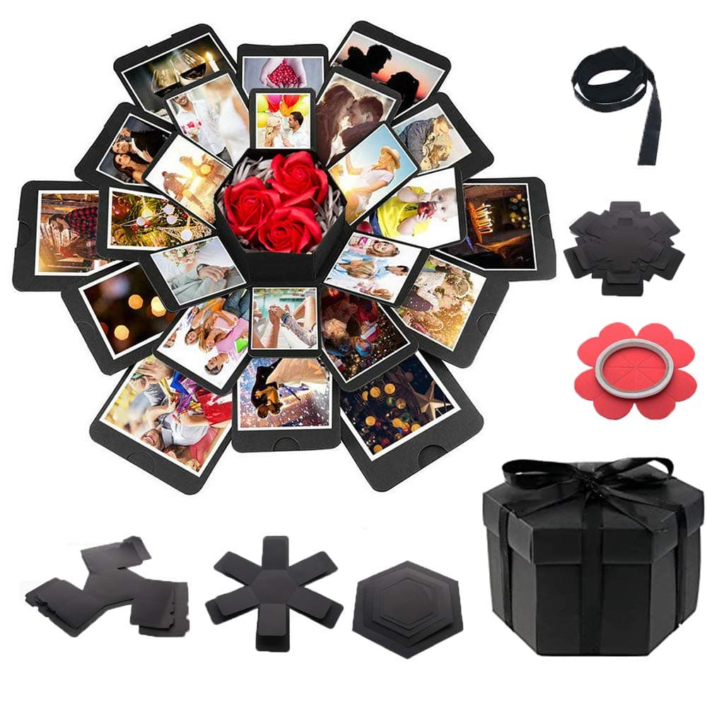 Hamiggaa Explosion DIY Gift Set Exploding Love Box for Couples Sentimental Gift for Wedding Birthday Party Boyfriend Girlfriend Scrapbook Style Photo Album Memory Box