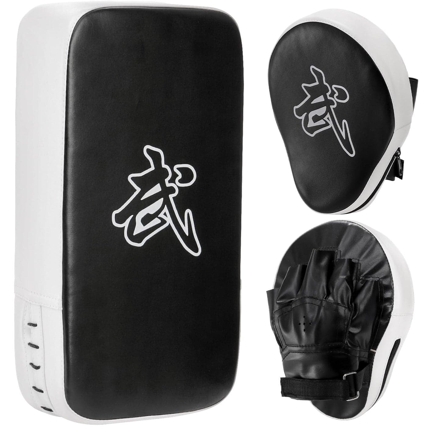 WUWEOT 2-in-1 Punching Mitts Kick Pack Set, Boxing Mitts Focus Pads and Taewondo Kick Pad, Adjustable Soft Shield Durable Training Pads Set for Boxing, Kickboxing, Karate, Muay Thai, MMA Training