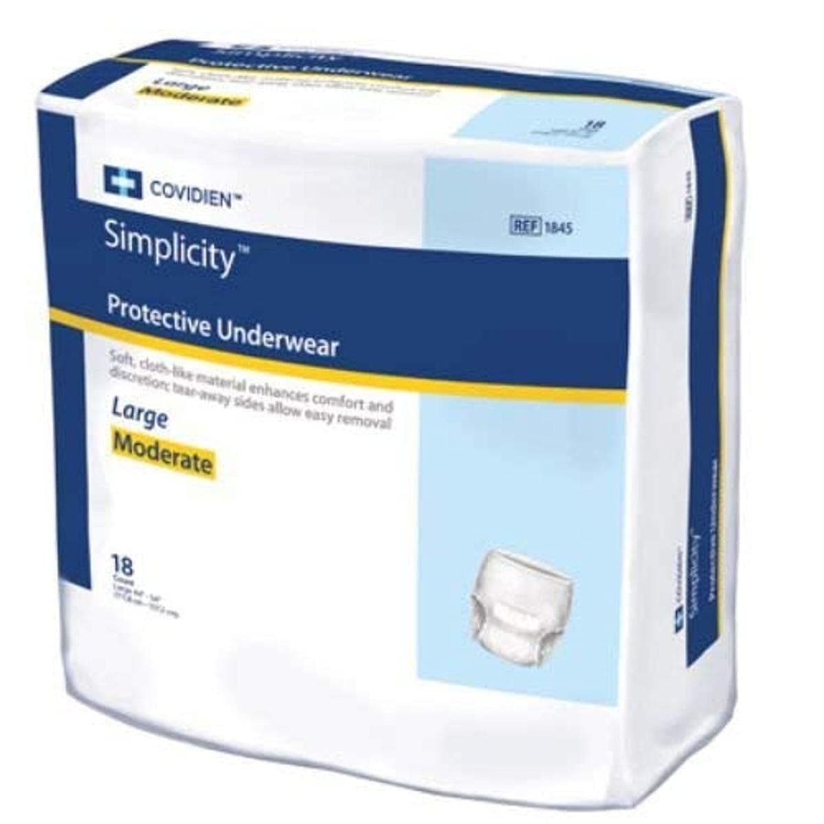 Covidien 1845 Simplicity Extra Protective Underwear Moderate Absorbency 44 54 Size Large Pack of 72
