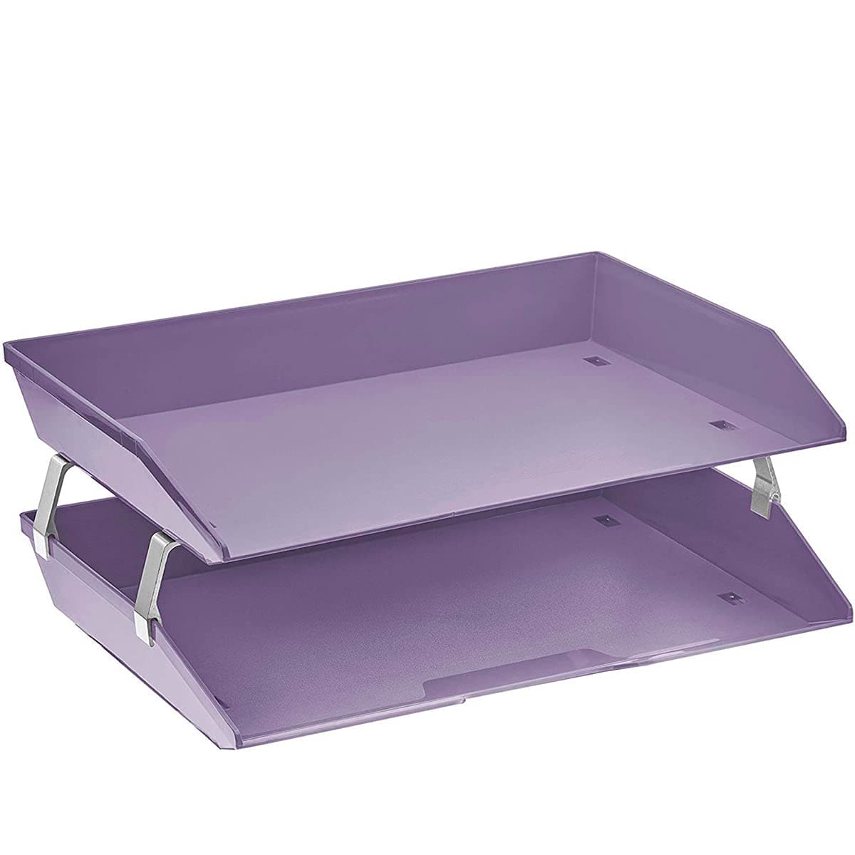 Acrimet Facility 2 Tier Letter Tray Side Load Letter SizeA4 Desktop File Organizer Plastic Solid Purple Color