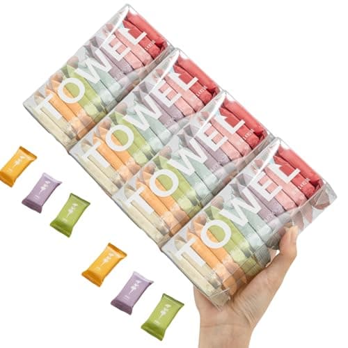 Dzronda Disposable Compressed Towels Portable Compressed Towel Tablets 56Pcs Travel Wash Cloth Thicker Super Absorbent Wash Cloths for Travel Face Towel Ideal for Outdoor Camping Hiking 56Pcs