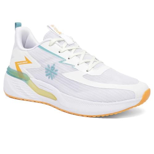 CULT Men's StepSync Running Shoes, Breathable Mesh Upper, Enhanced Cushioning, Enhanced Grip, High Traction, Multi-Directional Flexibility, Sports Footwear for Men (CS704022UK8_UK8_White)