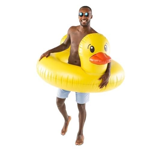 BigMouth Inc Giant Duck Pool Float Over 4 Wide Inflatable Floatie Tube Blow Up Swim Ring Outdoor Summer Pool Party Water Toy