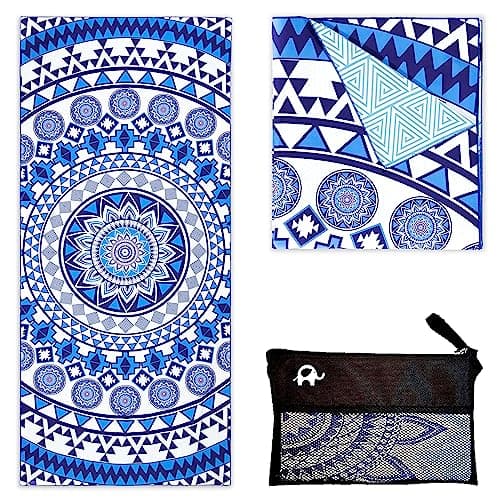 Elite Trend Microfiber Beach Towel for Adults with Bag - Extra Large 78x35 inch Lightweight Sand Free Quick Dry Towel for Travel, Swimming, Yoga, Camping (Blue Angel)