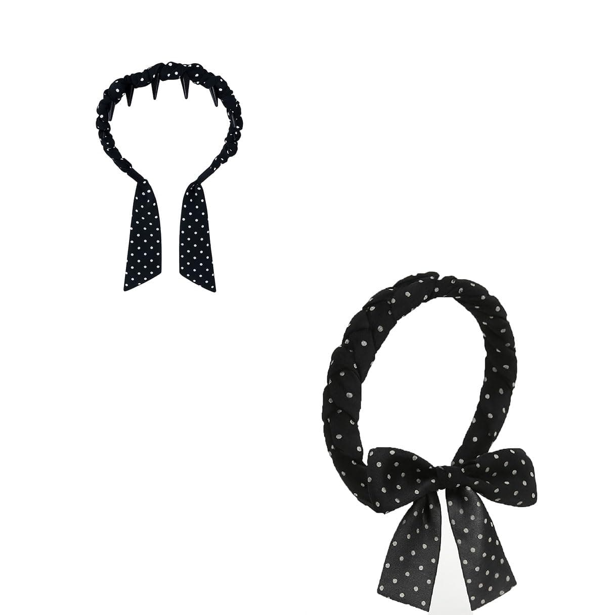 TASMAI MARKETING Polka Dot Headbands, Black and White, Non-Slip Hair Bands for Women and Girls,Women Hair Accessories (Black, Standard)