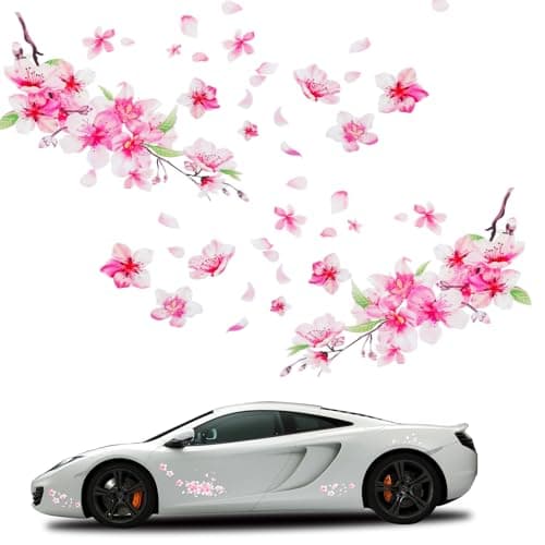 3 PCS Cherry Blossom Vinyl Car Sticker 10 Pink Car Stickers for Women Cherry Blossom Stickers Cars Vinyl Sticker for Motocycle Automotive Home Decor