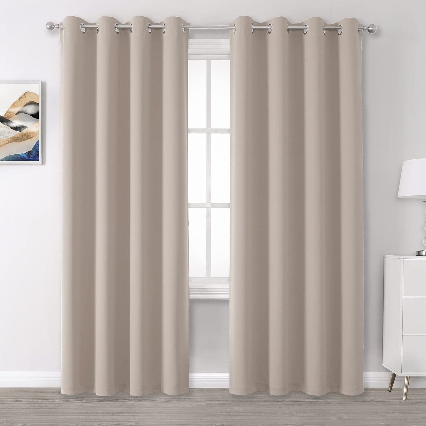 DUALIFE Light Brown Curtains for BedroomBlackout Curtain Panels 84 Inches Long Solid Window Curtain Drapes Thermal Insulated Room Darkening Curtains with Grommet 52 W x 84 L2 Panels Taupe