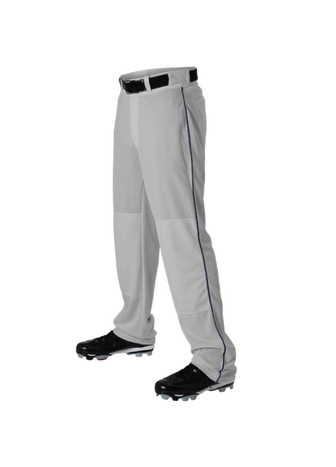 Alleson Athletic Men's Baseball Pants with Braid, Grey/Navy, Medium