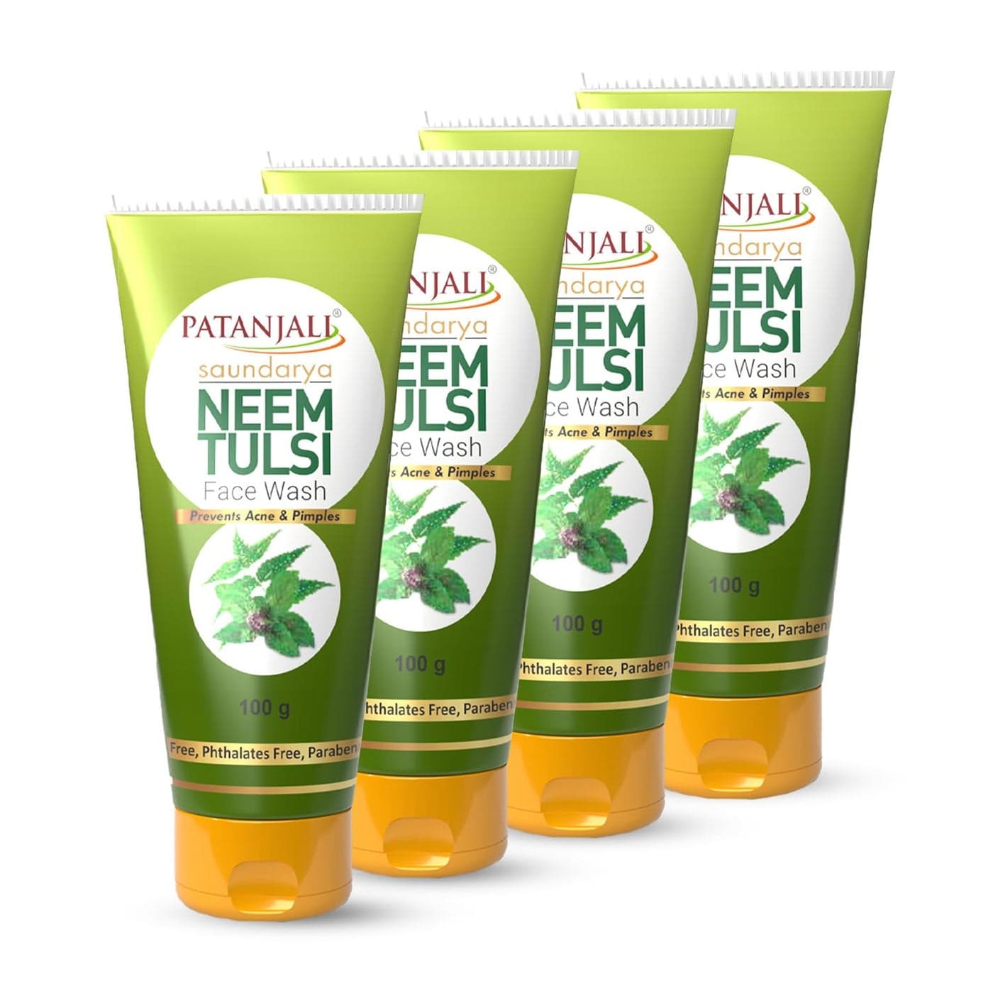 Patanjali Saundarya Neem Tulsi Face Wash for Clean and Fresh Skin with Natural Ingredients for Daily Use 100g Pack of 4