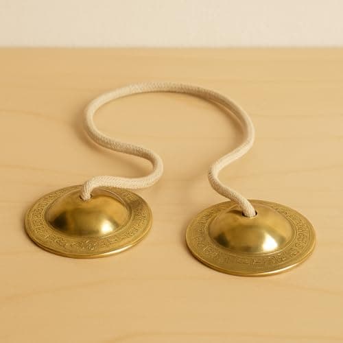 Pure Source India Manjeera For Pooja-Kirtan-Worship- kartal instrument-Hand Cymbals Manjira Pair - Indian Musical Instrument (3.5 INCH) (140 gm- 1 Pair)