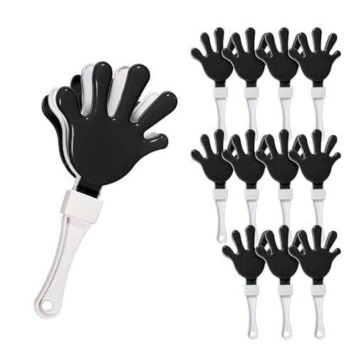 Windy City Novelties 12-Pack 7” Mini Hand Clappers – Loud Plastic Noisemakers for Sports Games, Pep Rallies, Tailgates, and Team Spirit Events - Black/White