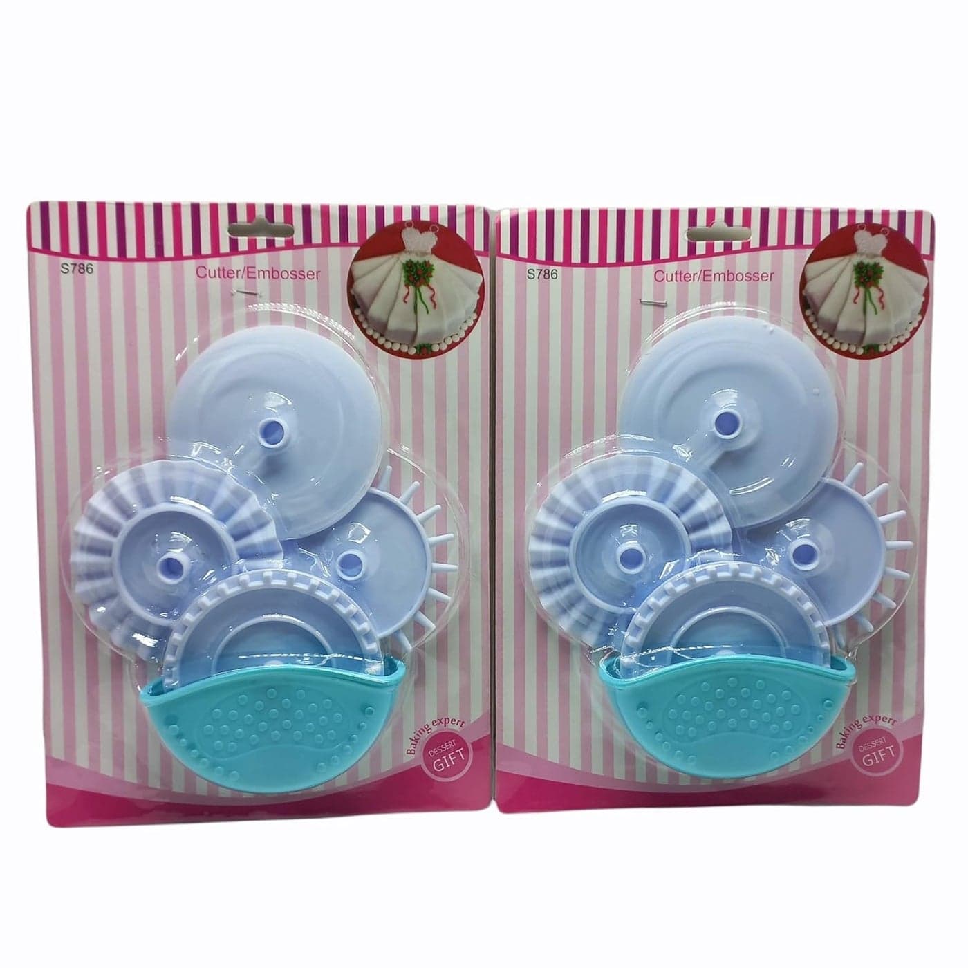 Bake Bully 4 Pcs Plastic Cutter Fondant Cake Cookie Cutter Mould Decorating Tools Set of 2