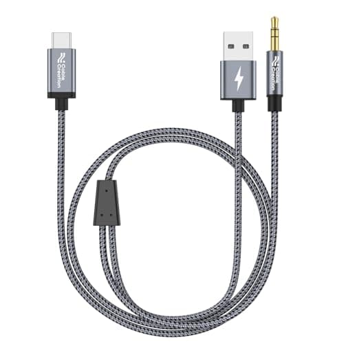 CableCreation USB C to 35mm Audio Cable with USB Charging Cable Car Aux Cable Type C to Aux Jack Headphone Car Stereo with 18W Charge for iPhone 16 15 Pro Max Plus Galaxy S24S23 Pixel 987