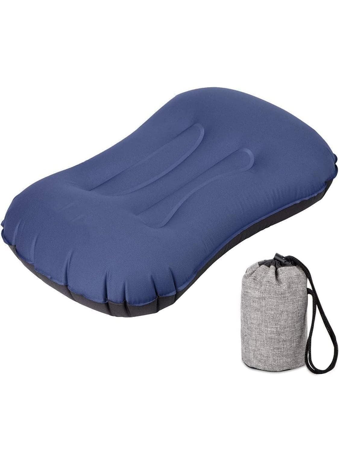 Inflatable Travel Pillow, Ultralight Camping Pillow, Compressible Ergonomic Pillow, Easy to Fold, for Neck Lumbar Support, for Camping Hiking Office Nap, Dark Blue
