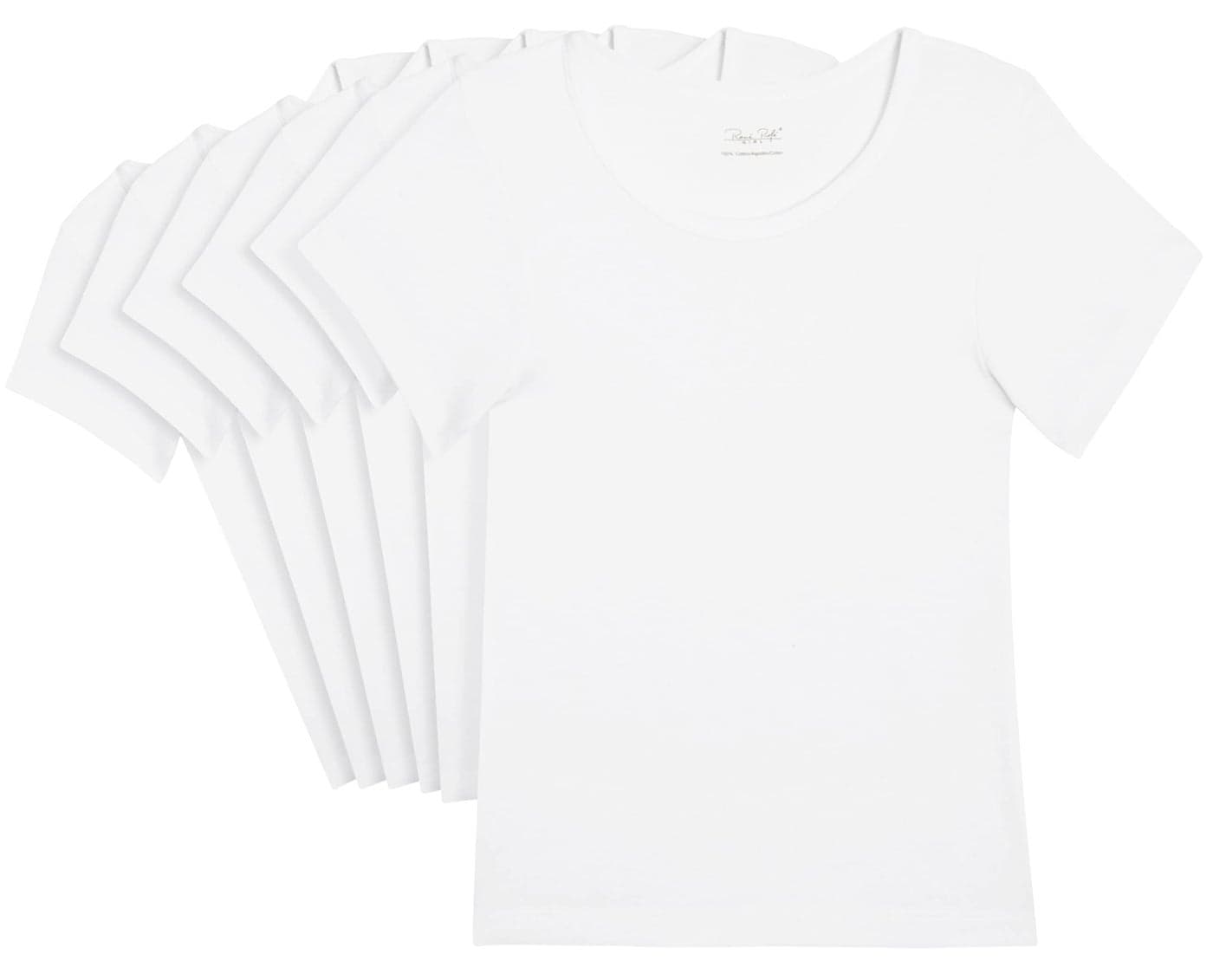 Rene Rofe Girls' Undershirt - 6 Pack Soft and Breathable No Show Crewneck Cotton Shirt - Basic Tee Shirts for Girls (2T-14), Size 14, White