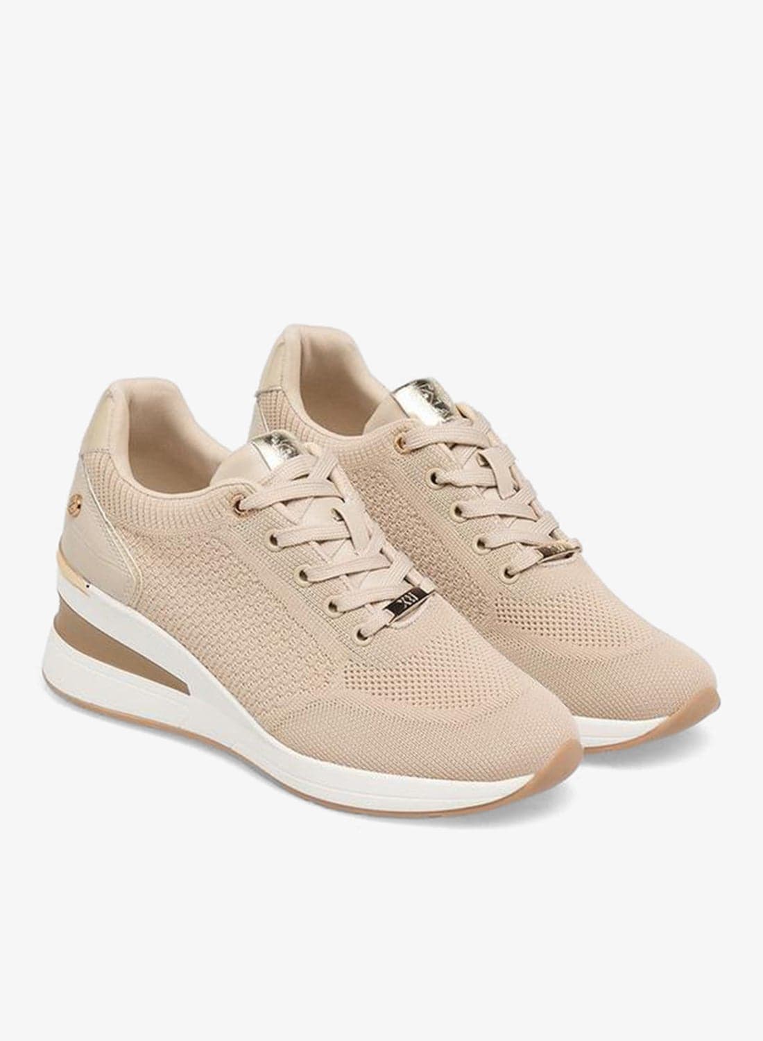 Women Textured Wedge Heel Ankle Sneakers — 37