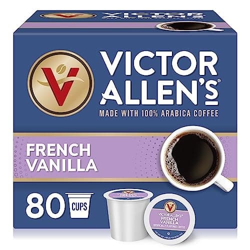 Victor Allens Coffee French Vanilla Flavored Medium Roast 80 Count Single Serve Coffee Pods for Keurig KCup Brewers