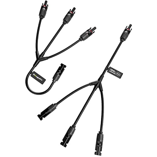 BougeRV Solar Y Branch Connectors Solar Panel Parallel Connectors 1 to 3 Solar Cable Wire Plug Tool Kit (M/FFF and F/MMM)