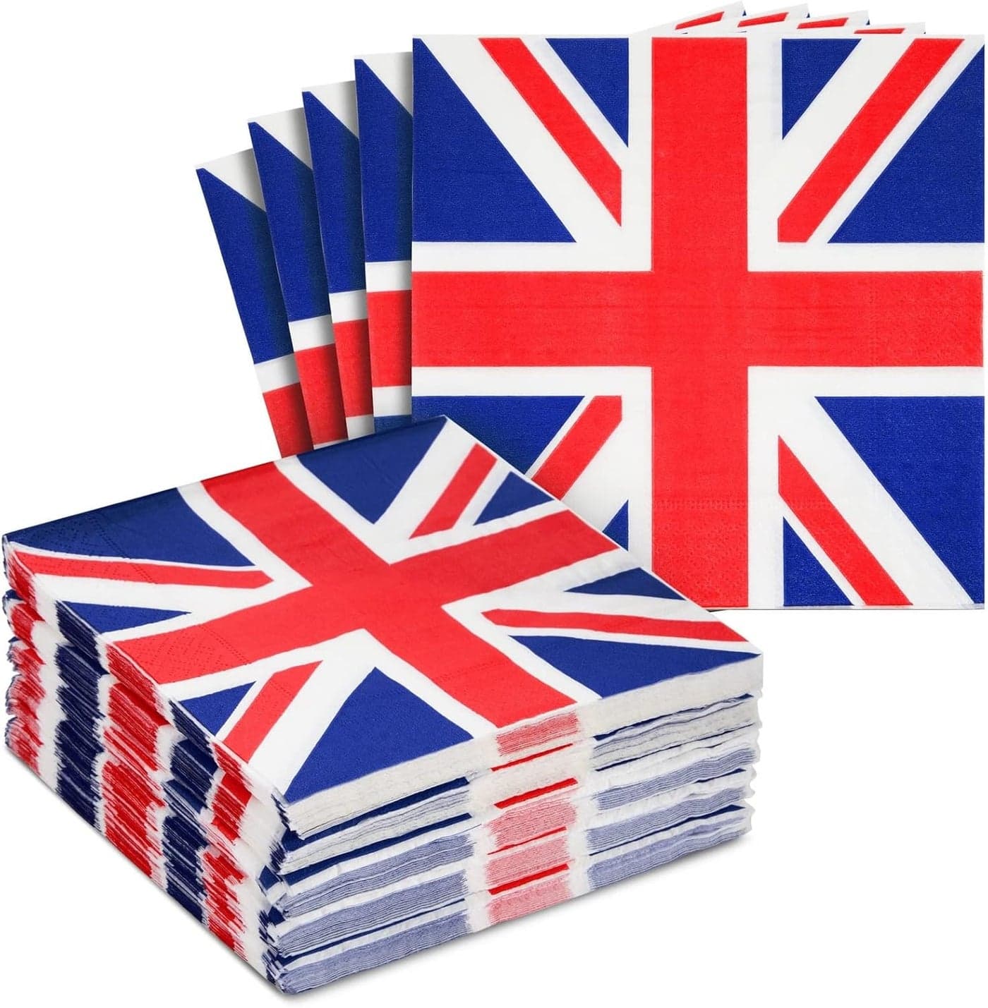 100 Pack UK Flag Napkins for British Party Decorations Union Jack Party Supplies London Napkins UK Flag Design for Birthday Parties Celebrations Special Occasions 13x13 Inches