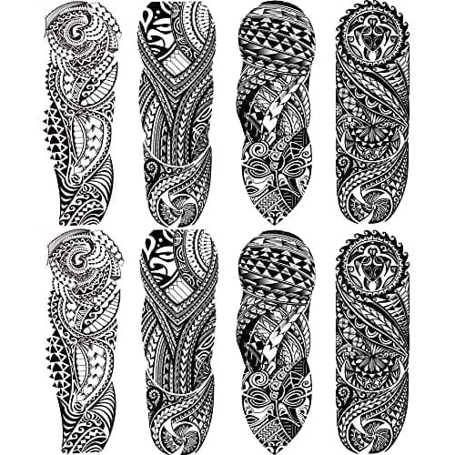 Tattoos Sleeve 8-Sheet Large Full Sleeve Tattoos Fake Sleeve Men Tattoos Makeup Set for Party
