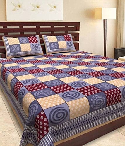 Cotton by aarzu 100 Cotton Rajasthani Tradition King Size Double Bedsheet for Double Bed King Size