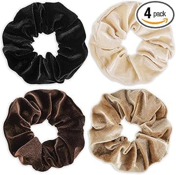 Large Scrunchies for Women 4Pcs Velvet Jumbo Scrunchies for Hair Soft Ponytail Holder Cute Colors Elastic Hair Bands Fashion Bulk Hair Ties for Teens Women Thick Curly Thin Fine Hair
