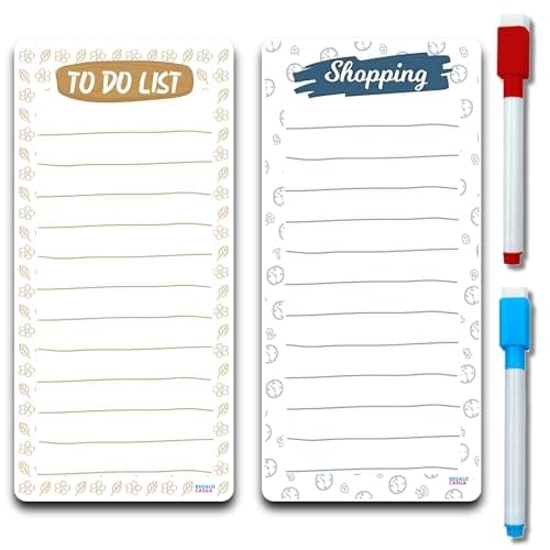 REGALOCASILA Magnetic to Do List Shopping List Combo Reusable Dry-Erase with 2 Magnetic Marker Pen Fridge Magnet Sticker Kitchen Decoration Home Decor