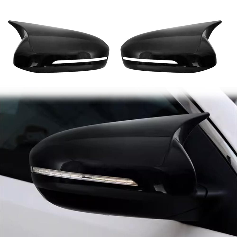 XYHGM ABS Rearview Mirrors Cover Fit for Kia Optima K5 2011 2012 2013 2014 2015 Ox Horn Side Rear View Mirror Guard Cover Exterior Accessories 2PCSTurn SignalBright black