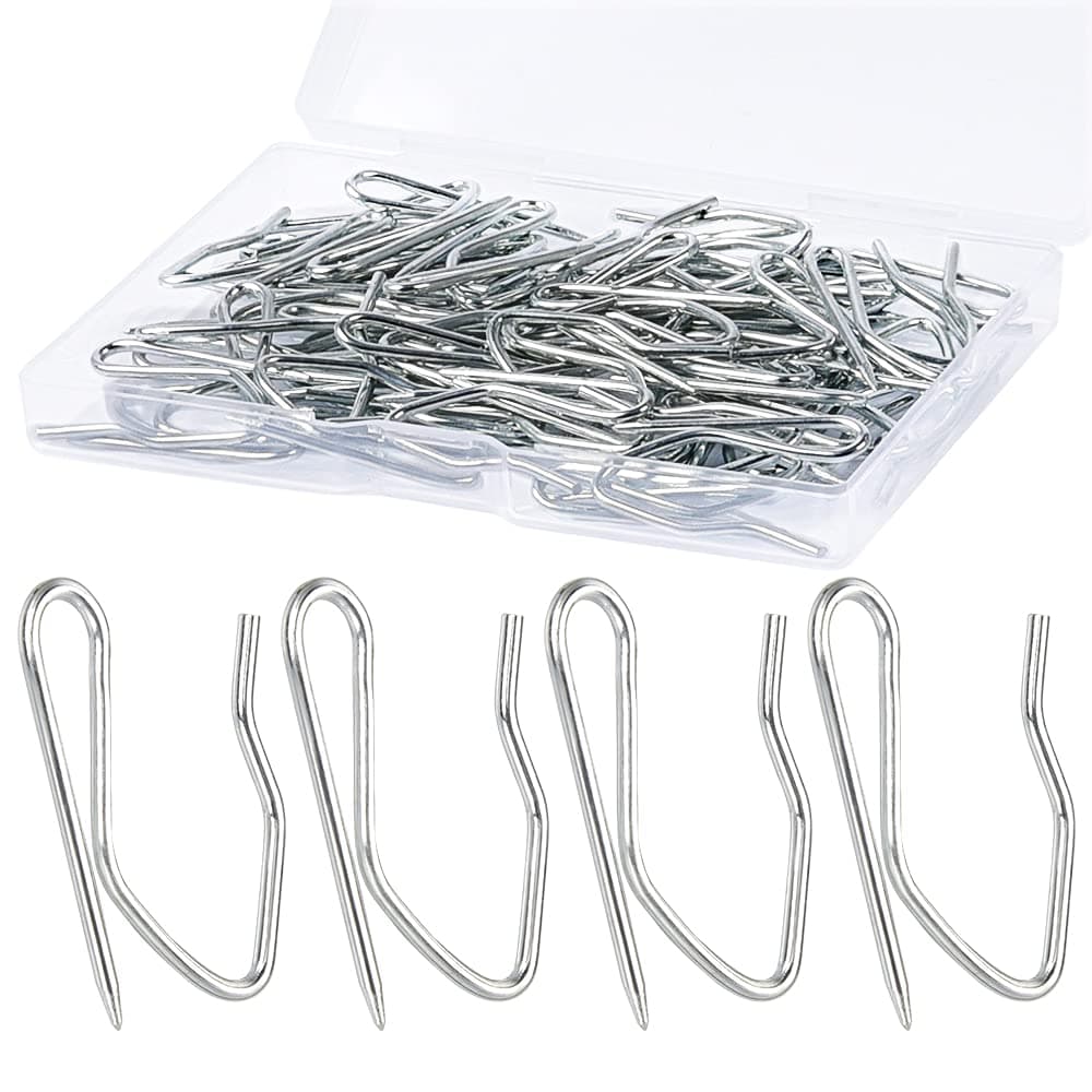 Curtain Hooks Sopito 58pcs 12 Inches Metal Drapery Pin and Hook for Door Window Shower Curtain Silver White