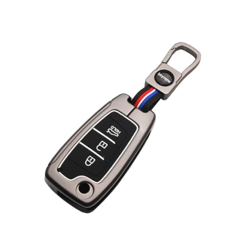 Keyzone Metal Key Cover Compatible for Hyundai i20, Kona, Verna 2018 Onwards 3 Button flip Key