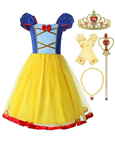 ReliBeauty Girls Elastic Waist Backless Princess Dress Costume with Accessories Yellow130