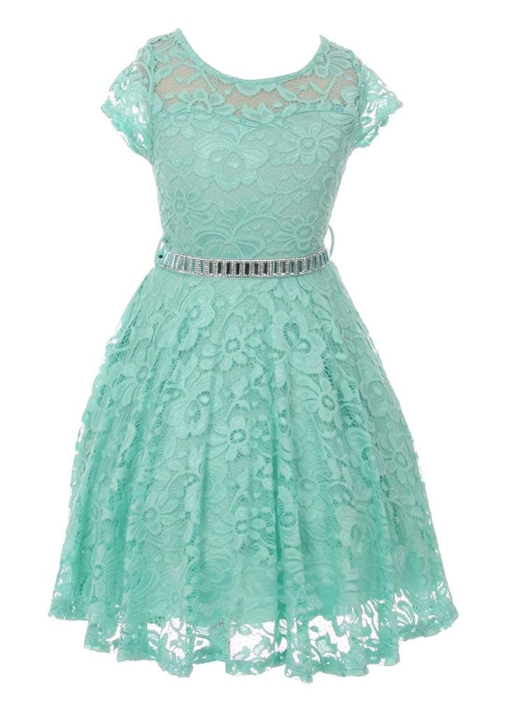 iGirlDress Big Girls Floral Lace Flower Girls Dresses Mint 10