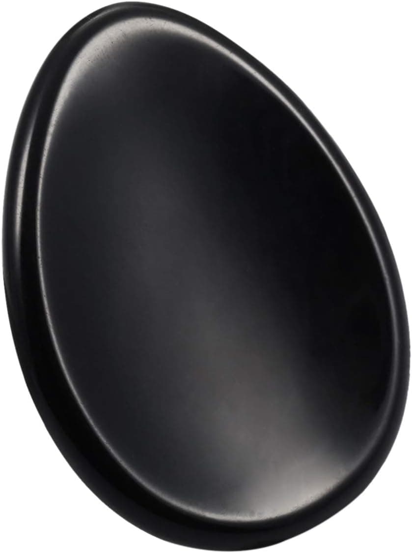 SUNYIK Handcarved Thumb Worry Stone, Polished Palm Pocket Stones Healing Crystals, Teardrop Black Obsidian