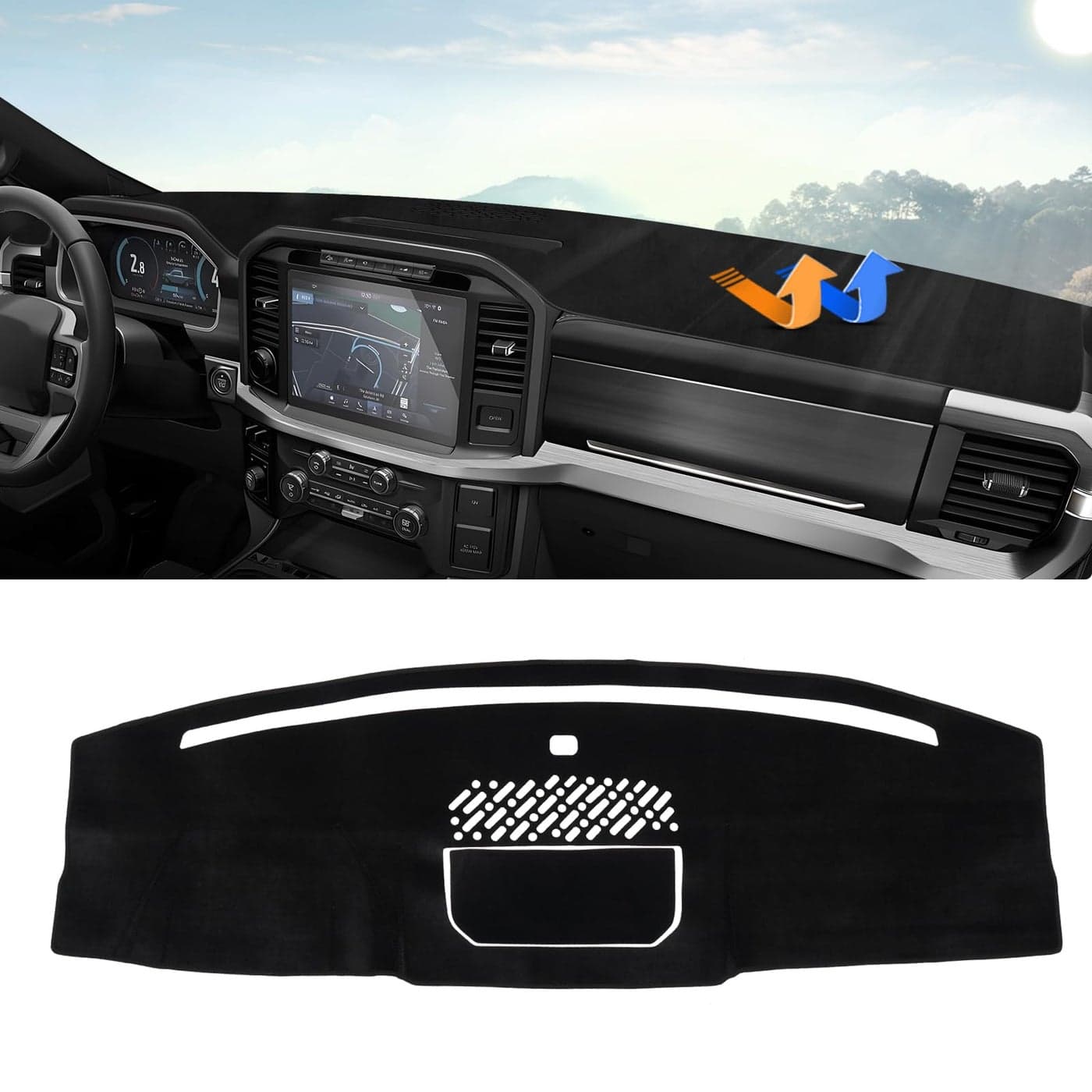 Autorder Dashboard Cover Mat for 20212025 2026 Ford F150 F150 Hybrid Accessories Dash Cover Upgrade Velvet Dash Mat Sunshade Glare UV Rays Protector Only fit for 12inch Touchscreen