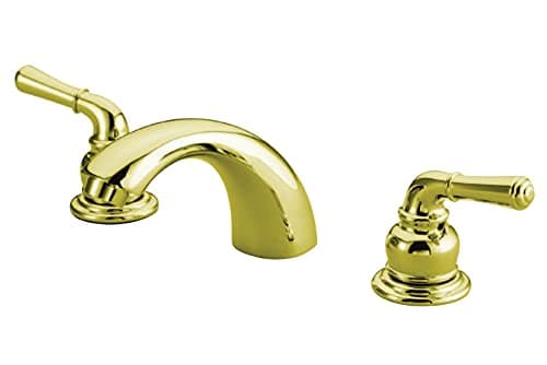 Kingston Brass KB952 Magellan II 4-Inch to 8-Inch Mini Widespread Lavatory Faucet with Metal lever handle, Polished Brass