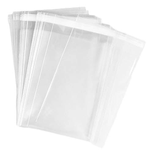 UNIQUEPACKING 100 Pcs 6 1/2 x 9 1/2 Clear Resealable Cello/Cellophane (6.5x9.5) Bags Good for 6x9 Items