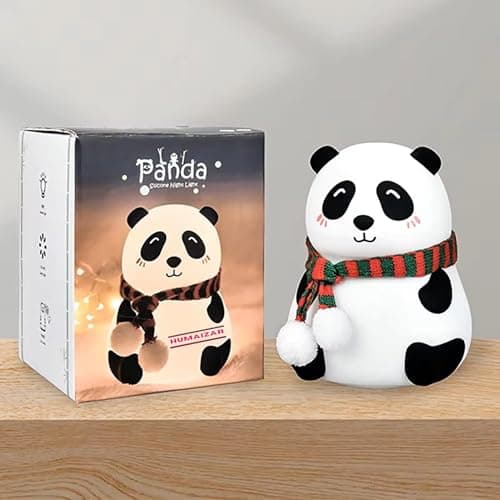 HUMAIZAR Panda Silicone Colorful LED Animal Pat Light – Mini Rechargeable Night Lamp for Kids Bedroom, Nursery & Baby Eye Protection Night Light