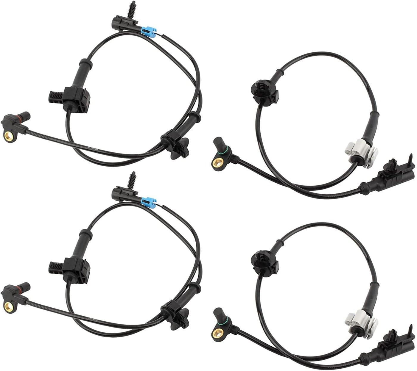MYSMOT ALS1464 ALS1465 Front & Rear Left & Right ABS Wheel Speed Sensors for Cadillac Escalade Chevrolet Avalanche Suburban 1500 Tahoe GMC Yukon 2007-2012, 15229012 15121067 SU9451 SU9442, Pack of 4