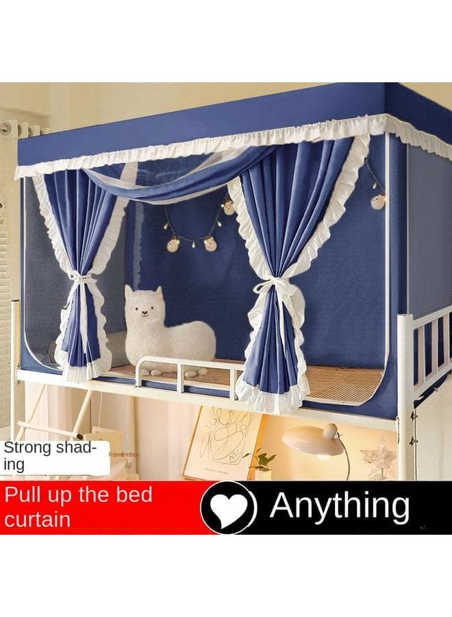Student Dormitory Mosquito Net Closed Full Shading Bed Curtain Integrated Bedroom Single Upper And Lower Bent Universal Super Thick Bed Curtain