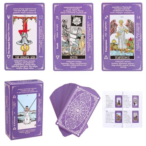 Neouth Pink Tarot Cards for Beginners with Meaning on Them, 78 Classic Original Tarot Deck Cards with Guide Book