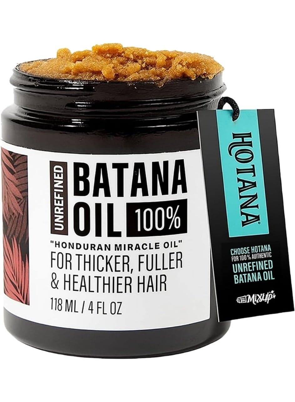 Unrefined Batana Oil for Hair Growth - Authentic & Organic Dr Sebi Batana Hair Mask from Honduras - Natural Hair Growth Oil - 4 Ounce Jar