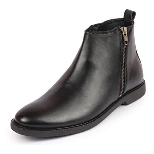 FAUSTO FST KI-103 BLACK-46 Men's Black High Ankle Zipper Closure Fashion Trend Classic Work Boots (12 UK)