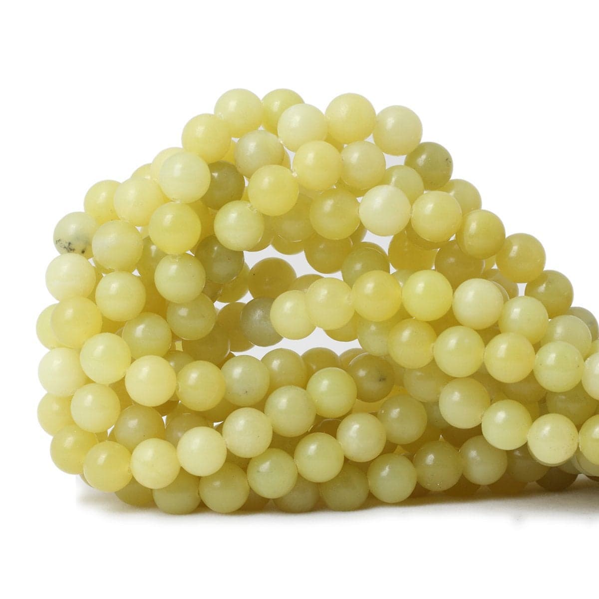 CHEAVIAN 45PCS 8mm Natural Yellow Lemon Jade Gemstone Round Loose Beads for Jewelry Making DIY Findings 1 Strand 15