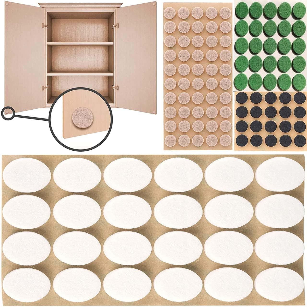 DIY Crafts 100, 1" inch Pads White, Furniture Felt Pads Diameter Round Self Adhesive Protects Kitchen Cabinets, Drawers, Desks and Furniture Against Bumps and S (100, 1" inch Pads White)