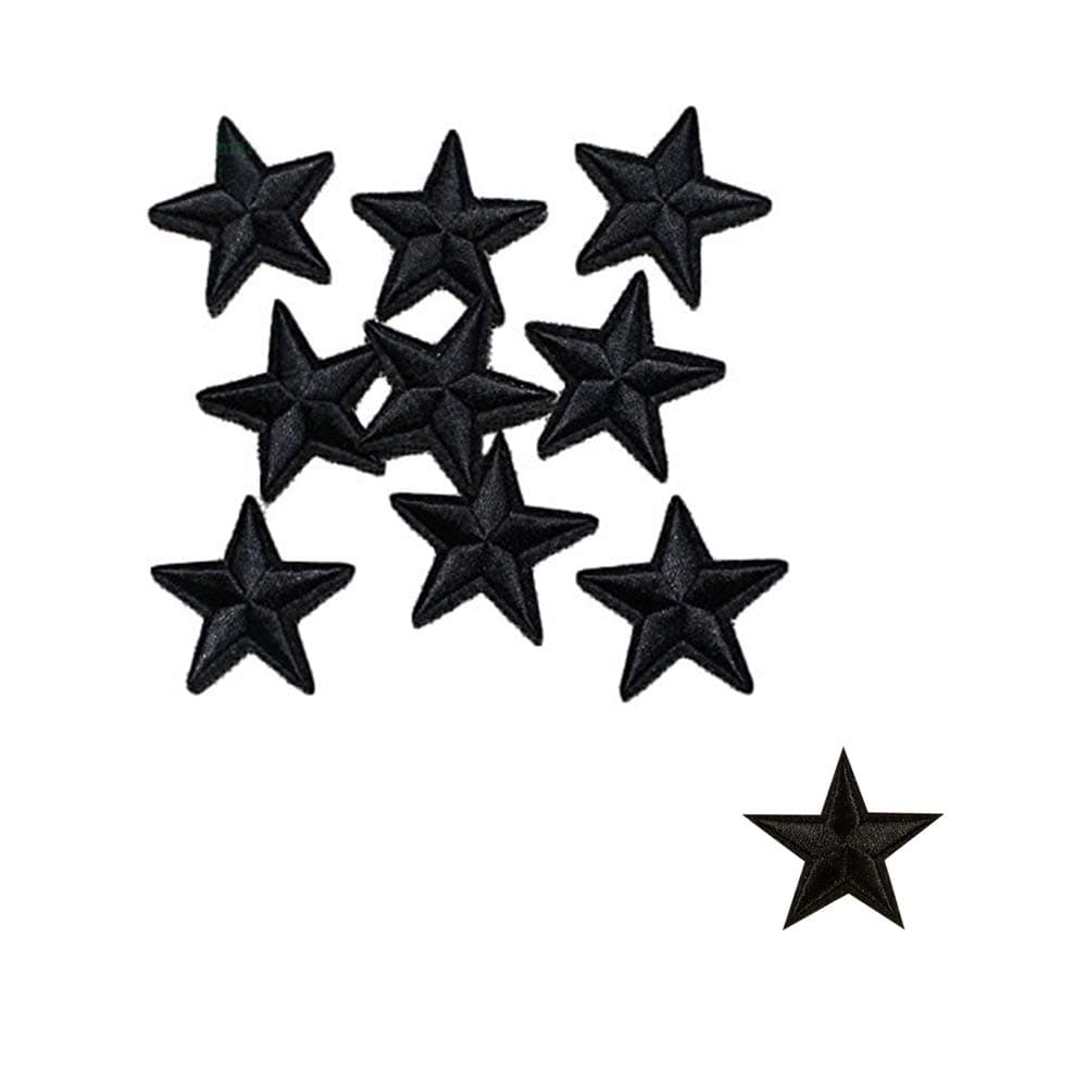 20Pcs Black Star Patches Iron onSew on Patches Embroidered Motif Badge Applique Patch for Clothing Jeans TShirt