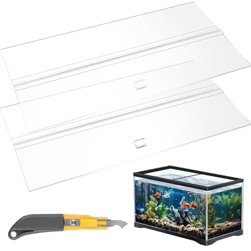 Juexica Aquarium Lids Acrylic Canopy 2 Pieces Set 22.95 x 11.5 x 0.28 Inch for 33/40/55 Gallon with Center Brace Aquariums Cover Fish Tank Lid with a Hook Knife, Clear