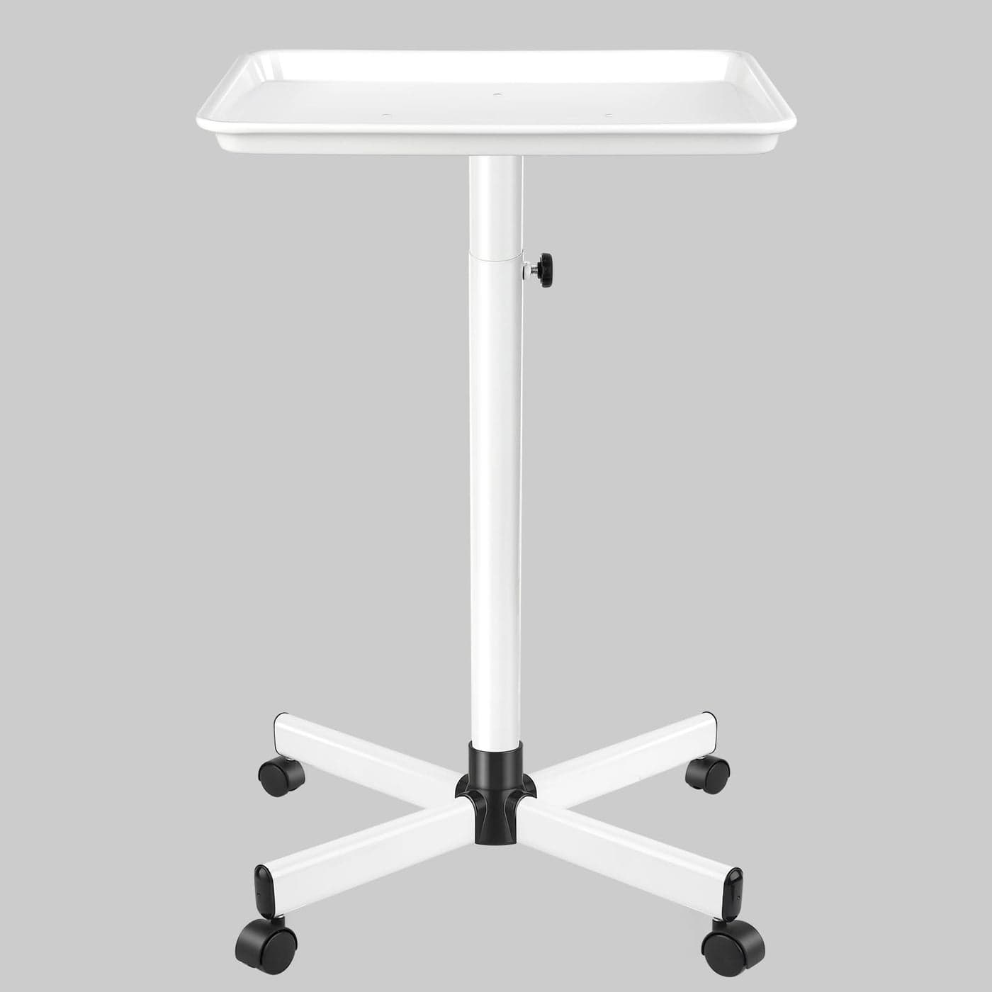 Chetunju White Rolling Salon Tray Cart With Wheels Adjustable Color Tray for Minimalist Environment Suitable for Medical Dental and Tattoo Use
