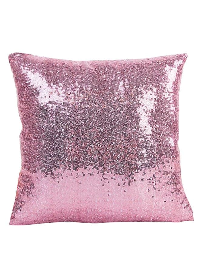 Solid Glitter Sequins Decorative Throw Cushion Cover Pink 40 x 40cm